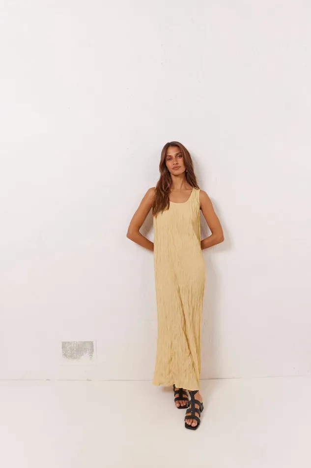 VRG GRL Cate Smock Midi Dress Butter Women MidiMaxi Dresses VRG GRL Cate Smock Midi Dress Butter Women MidiMaxi Dresses