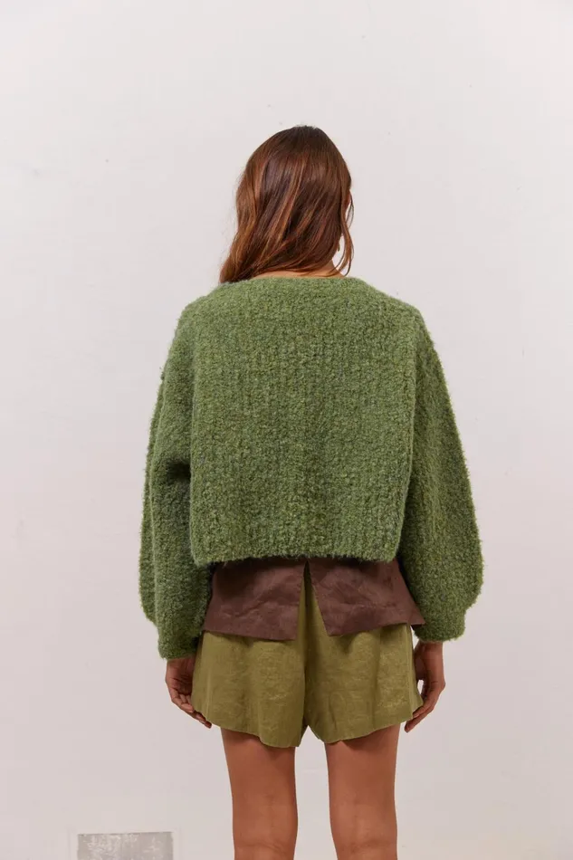 VRG GRL Elsie Knit Cardigan Green Women Cardigans