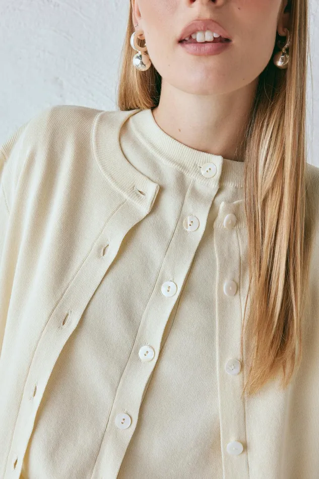 VRG GRL Evie Knit Cardigan Cream Women JumpersSweaters