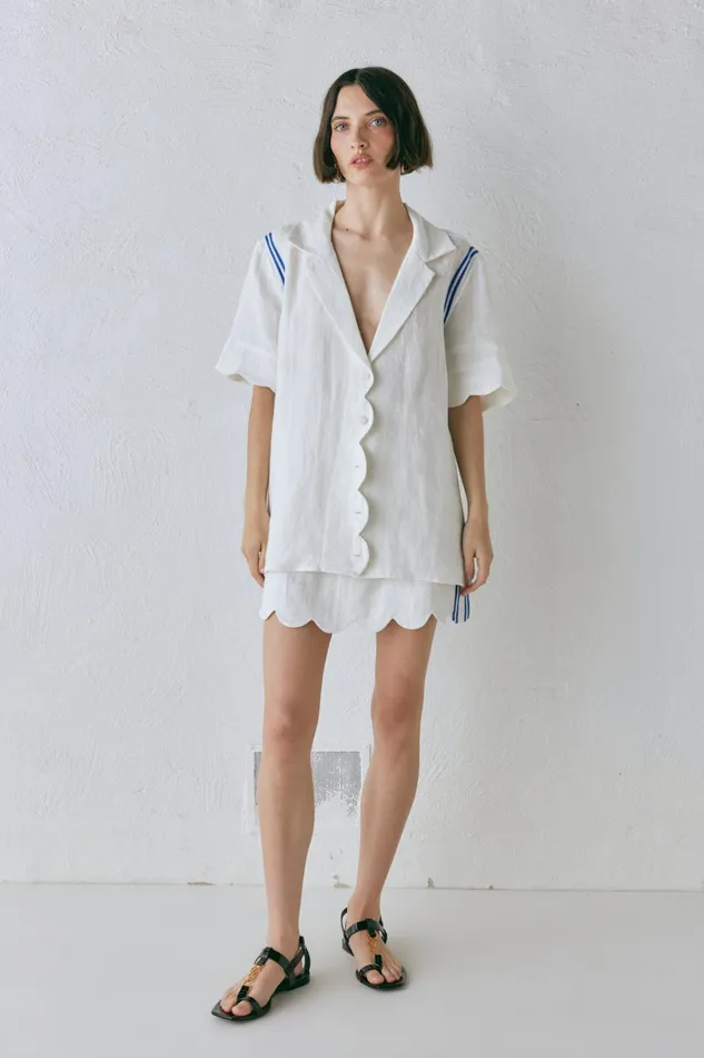 VRG GRL Gigi Linen Shirt Vienna Women Short Sleeve