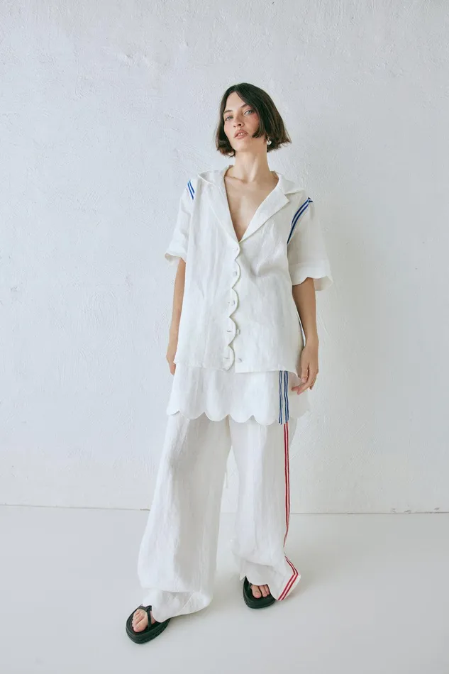 VRG GRL Gigi Linen Shirt Vienna Women Short Sleeve