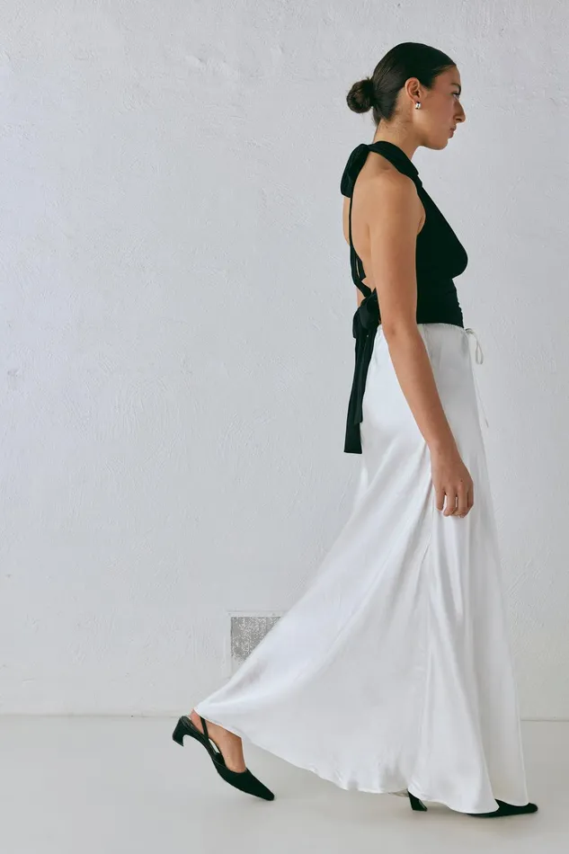 VRG GRL Lyla Satin Maxi Skirt White Women Skirts VRG GRL Lyla Satin Maxi Skirt White Women Skirts