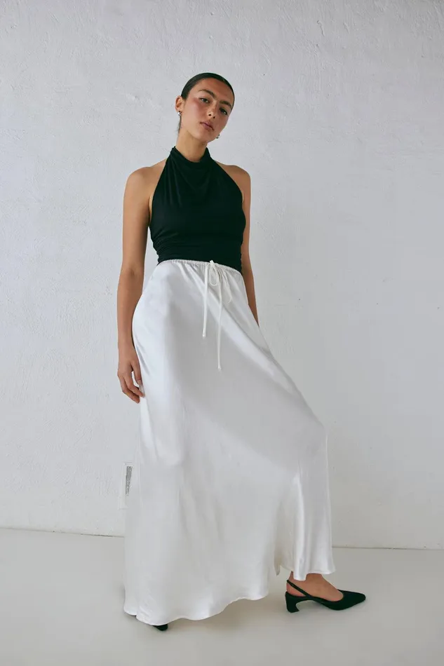 VRG GRL Lyla Satin Maxi Skirt White Women Skirts VRG GRL Lyla Satin Maxi Skirt White Women Skirts