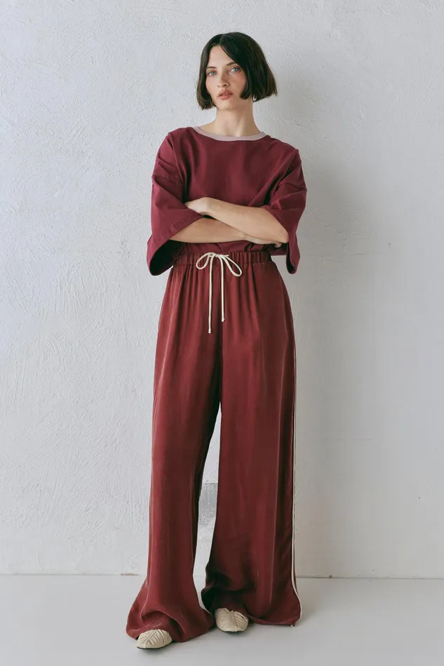 VRG GRL Moonscapes Pants Wine Women Sets VRG GRL Moonscapes Pants Wine Women Sets