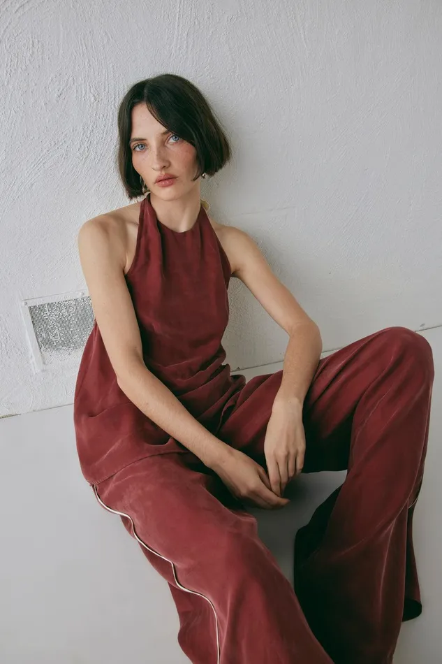 VRG GRL Moonscapes Pants Wine Women Sets VRG GRL Moonscapes Pants Wine Women Sets