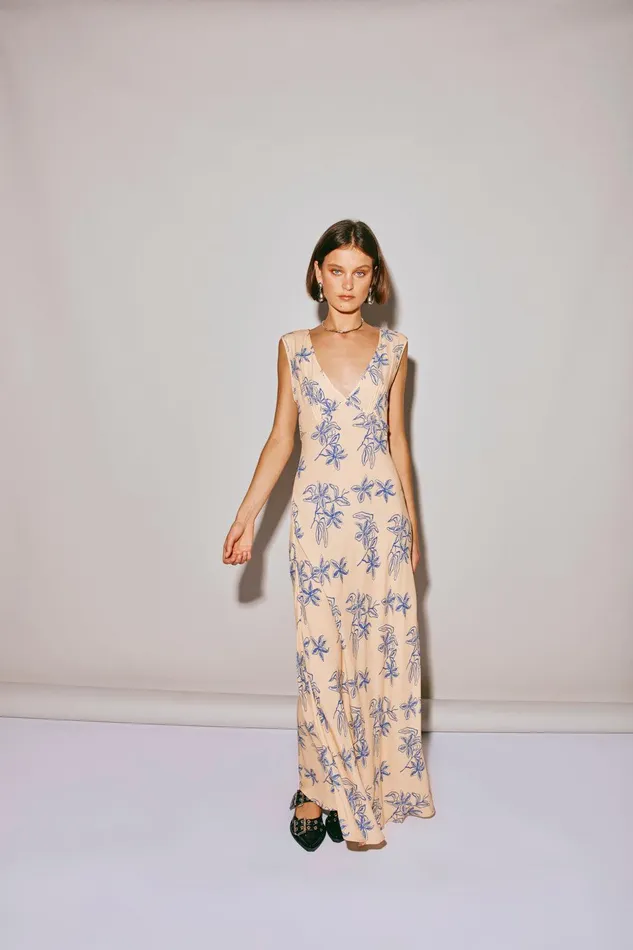 VRG GRL Sunlit Isle Bias Cut Maxi Dress Iris Women MidiMaxi Dresses