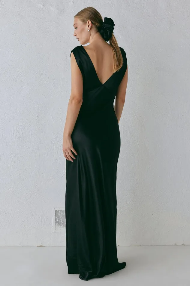 VRG GRL Tully Satin Maxi Dress Black Women MidiMaxi Dresses VRG GRL Tully Satin Maxi Dress Black Women MidiMaxi Dresses