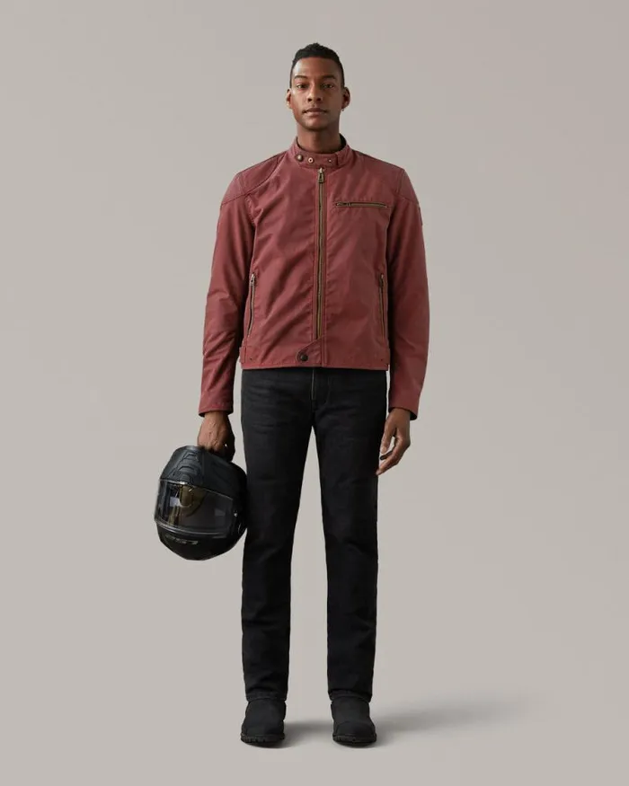 Waxed Jackets Men Belstaff Ariel Motorcycle Jacket Racing Red