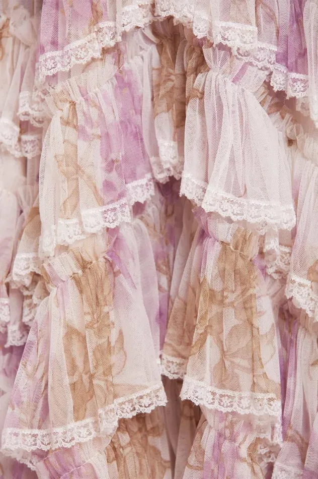 Wisteria Ruffle Lace Micro Mini Dress Multi Women Needle and Thread Dresses
