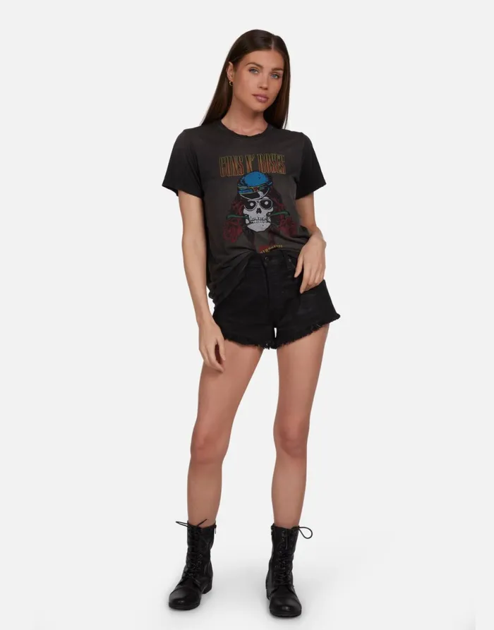 Wolf Guns N039 Roses Skull Black Haze Women039s Lauren Moshi Short Sleeve