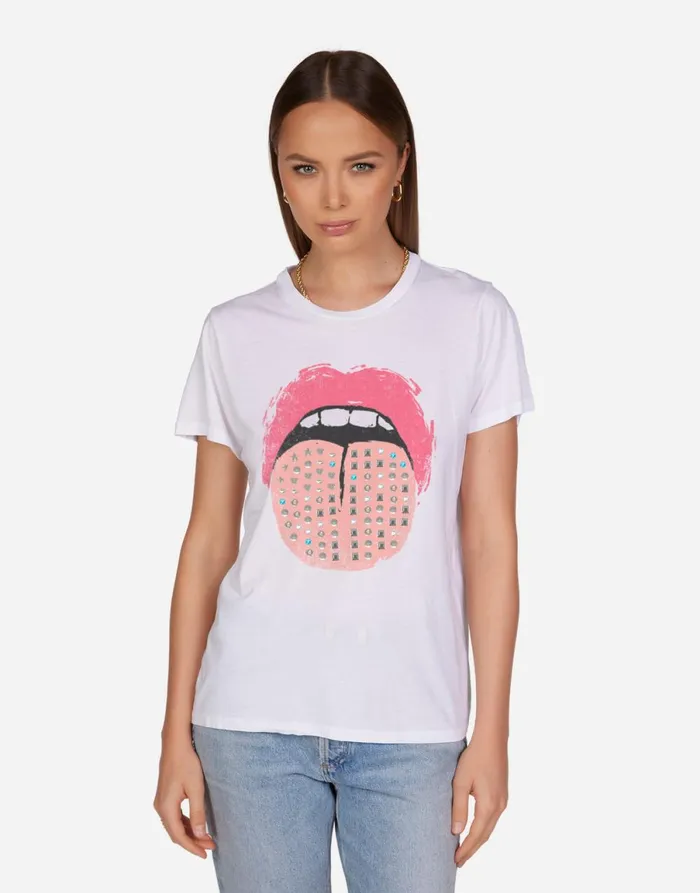 Wolf Vintage Stud Tongue White Women039s Lauren Moshi Short Sleeve