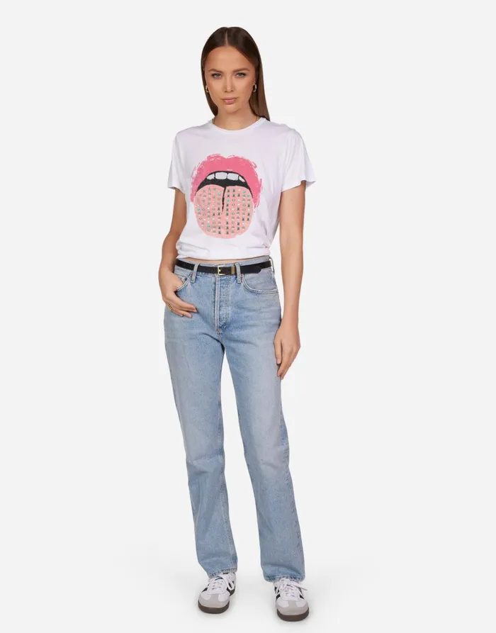 Wolf Vintage Stud Tongue White Women039s Lauren Moshi Short Sleeve