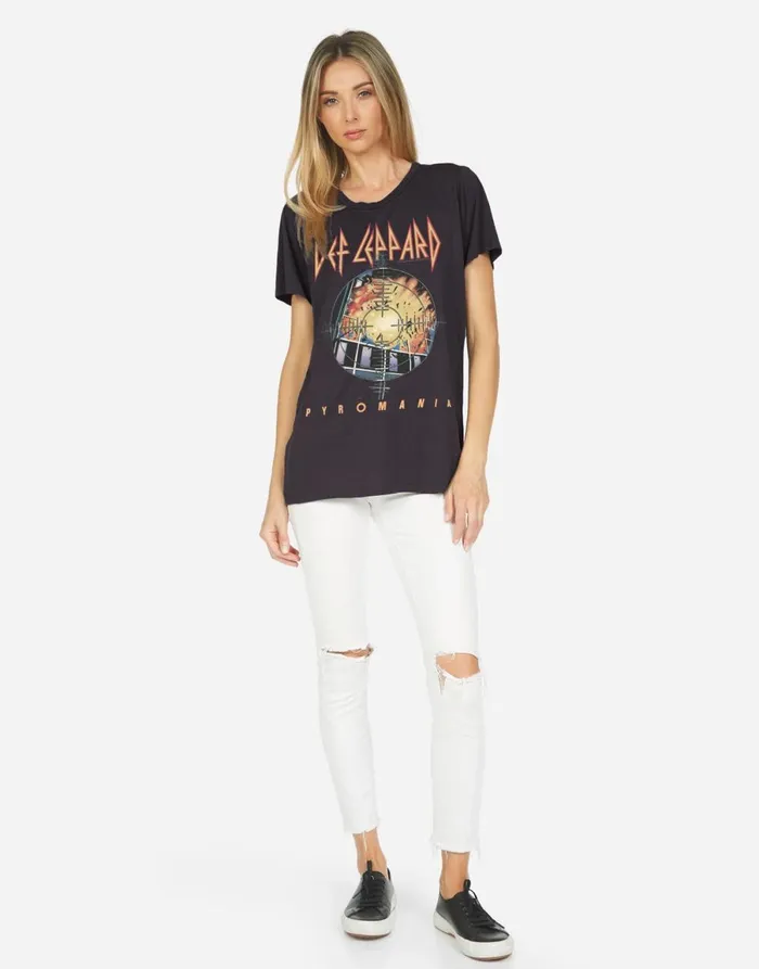 Wolf X Def Leppard Pyromania Onyx Women039s Lauren Moshi Short Sleeve