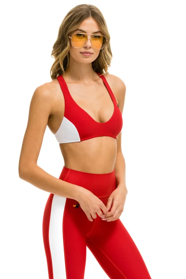 Women Activewear Aviator Nation COLOR BLOCK BRALETTE SPORTS BRA 8211 CHERRY Women Activewear Aviator Nation COLOR BLOCK BRALETTE SPORTS BRA 8211 CHERRY