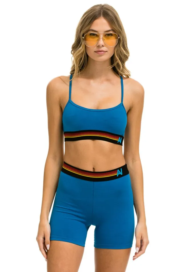 Women Activewear Aviator Nation LOGO ADJUSTABLE BRALETTE 8211 CARIBBEAN