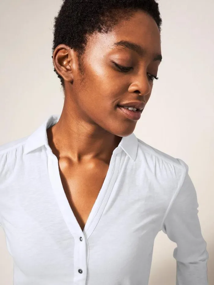 Women Annie Jersey Shirt Brilliant White White Stuff Shirts and Blouses