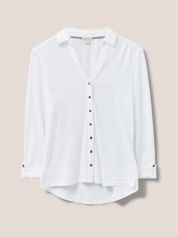 Women Annie Jersey Shirt Brilliant White White Stuff Shirts and Blouses