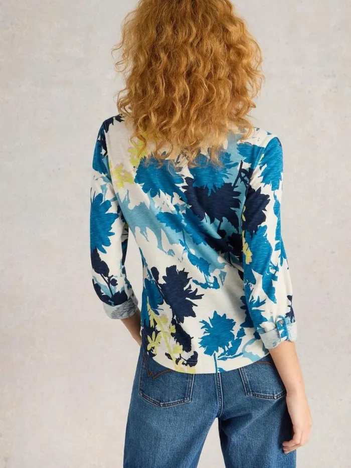 Women ANNIE MID SLEEVE JERSEY SHIRT White Multi White Stuff Shirts and Blouses