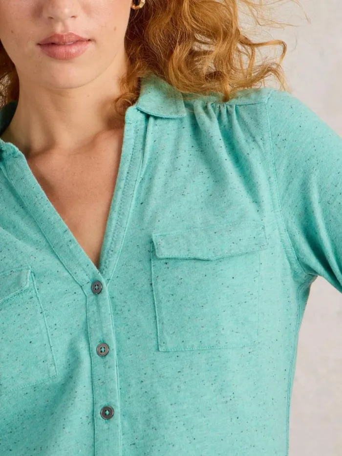 Women ANNIE POCKET JERSEY SHIRT Bright Blue White Stuff Shirts and Blouses Women ANNIE POCKET JERSEY SHIRT Bright Blue White Stuff Shirts and Blouses