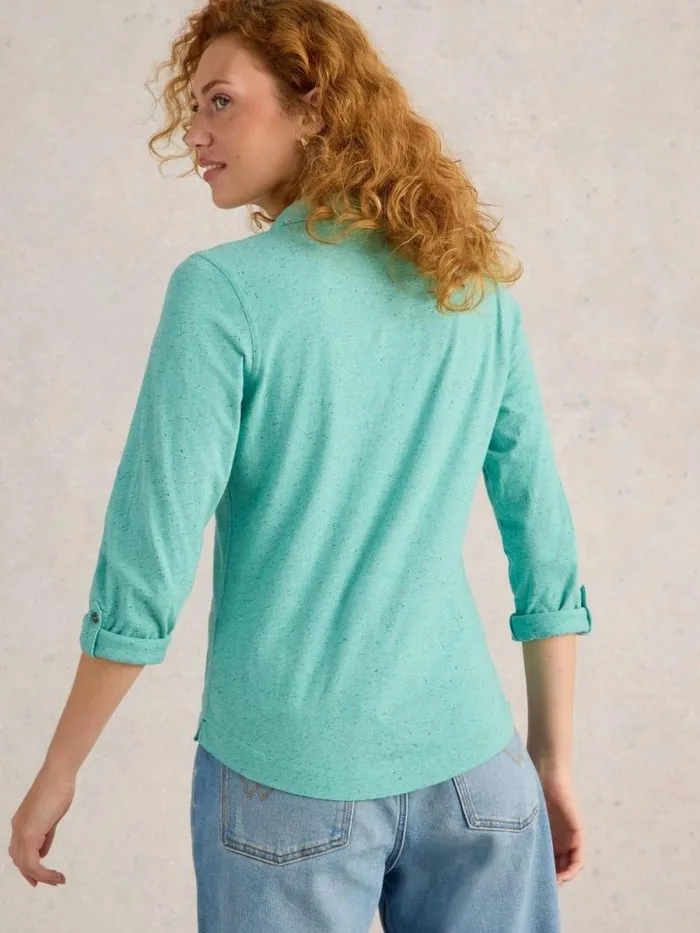 Women ANNIE POCKET JERSEY SHIRT Bright Blue White Stuff Shirts and Blouses Women ANNIE POCKET JERSEY SHIRT Bright Blue White Stuff Shirts and Blouses