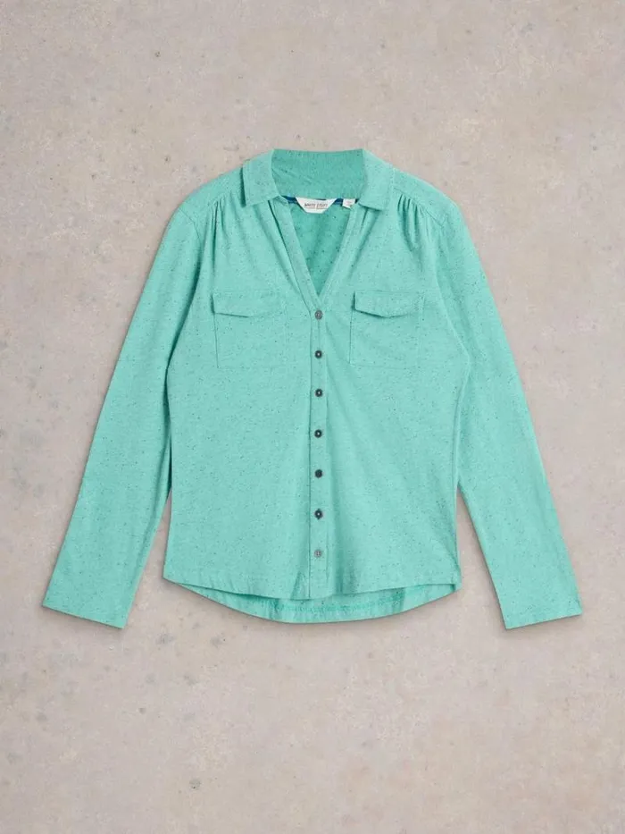 Women ANNIE POCKET JERSEY SHIRT Bright Blue White Stuff Shirts and Blouses Women ANNIE POCKET JERSEY SHIRT Bright Blue White Stuff Shirts and Blouses