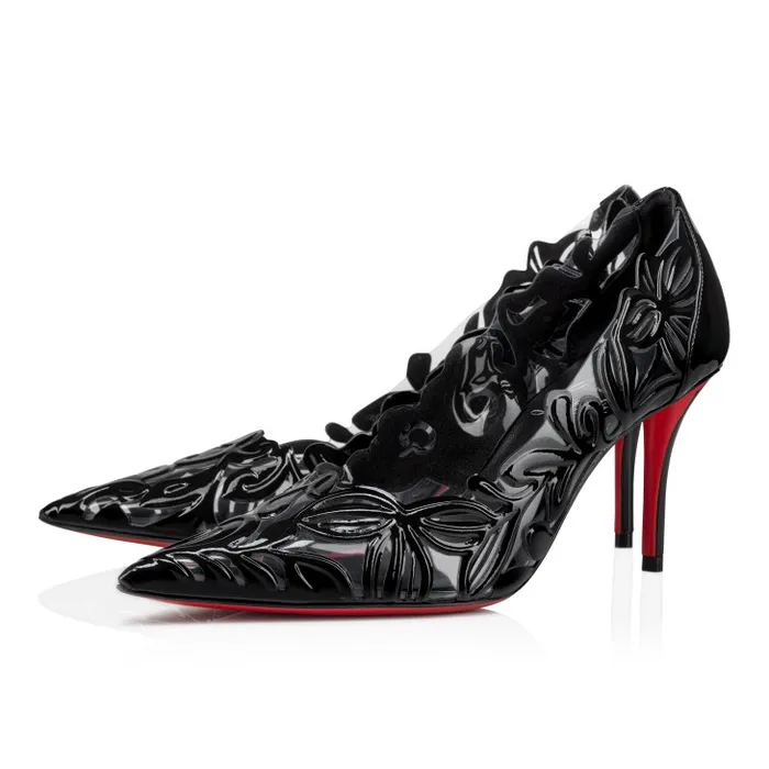 Women Apostropha Petunia 80 Mm Pumps 8211 PVC And Patent Leather 8211 Black Christian Louboutin Pumps