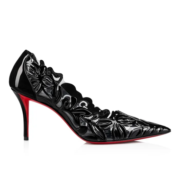 Women Apostropha Petunia 80 Mm Pumps 8211 PVC And Patent Leather 8211 Black Christian Louboutin Pumps