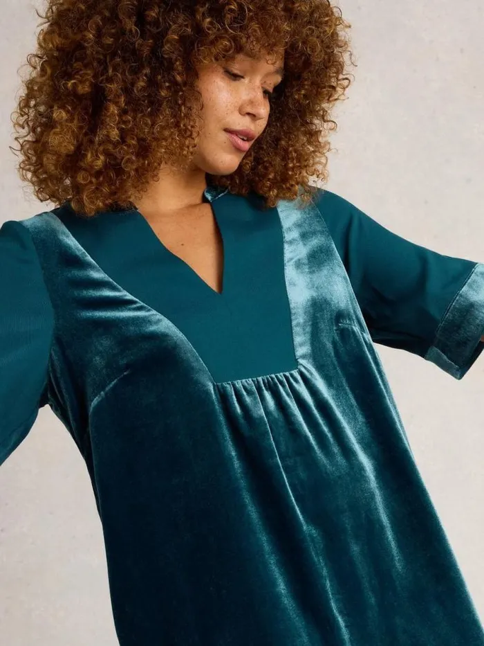 Women Ash Velvet Mix Dress Dk Teal White Stuff Dresses Women Ash Velvet Mix Dress Dk Teal White Stuff Dresses
