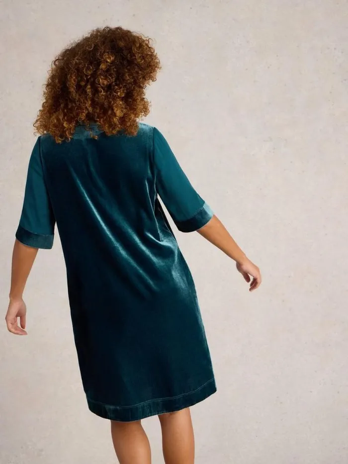 Women Ash Velvet Mix Dress Dk Teal White Stuff Dresses Women Ash Velvet Mix Dress Dk Teal White Stuff Dresses