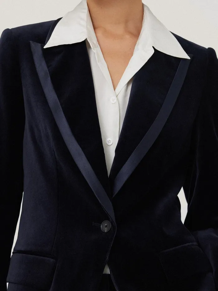 Women Ashby Velvet Blazer Navy Jigsaw Party