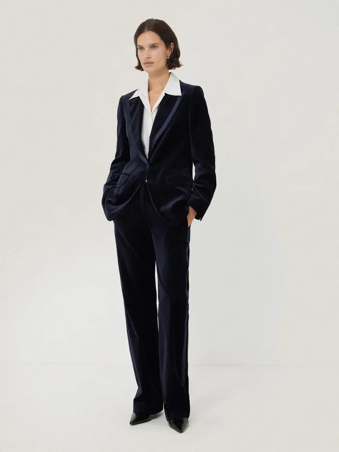 Women Ashby Velvet Blazer Navy Jigsaw Party