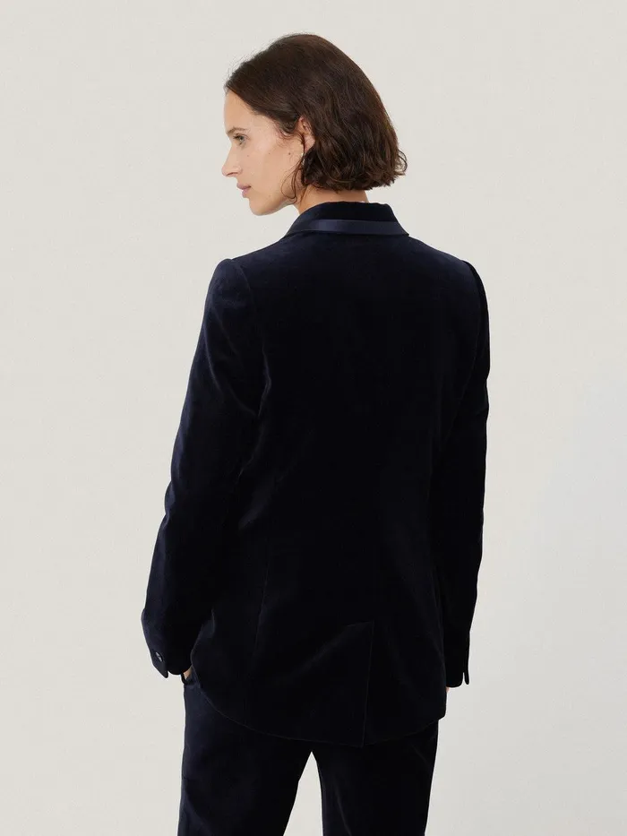 Women Ashby Velvet Blazer Navy Jigsaw Party