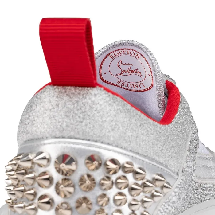 Women Astroloubi Strass Sneakers 8211 Calf Leather And Strass 8211 Silver Christian Louboutin Sneakers