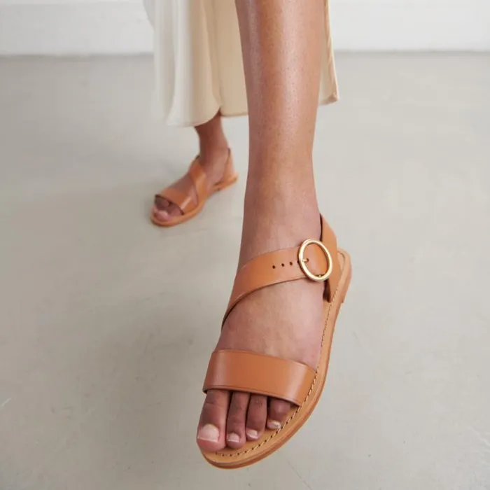 Women Asymmetrical Sandals Camel JONAK Beach Sandals