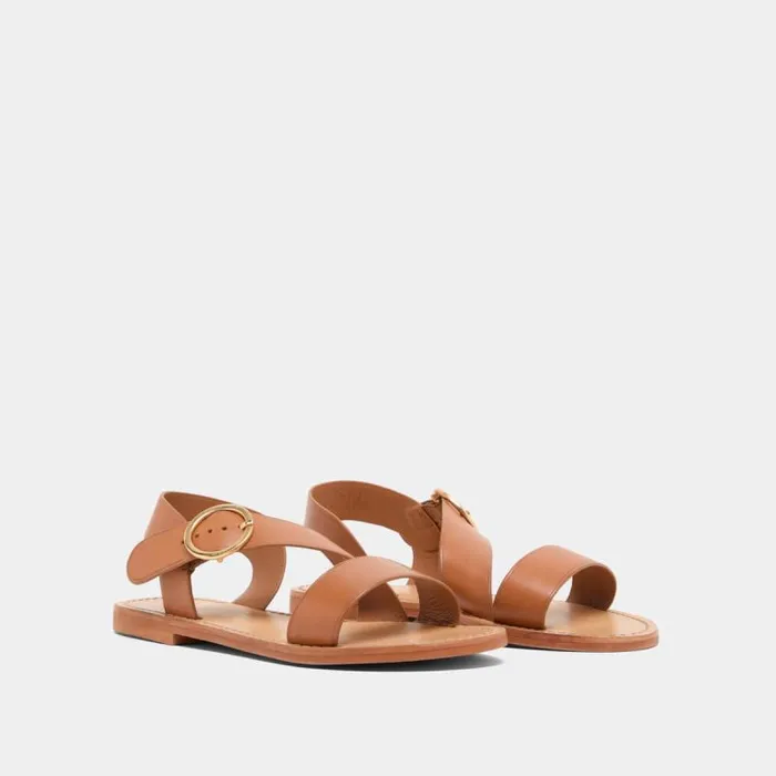 Women Asymmetrical Sandals Camel JONAK Beach Sandals