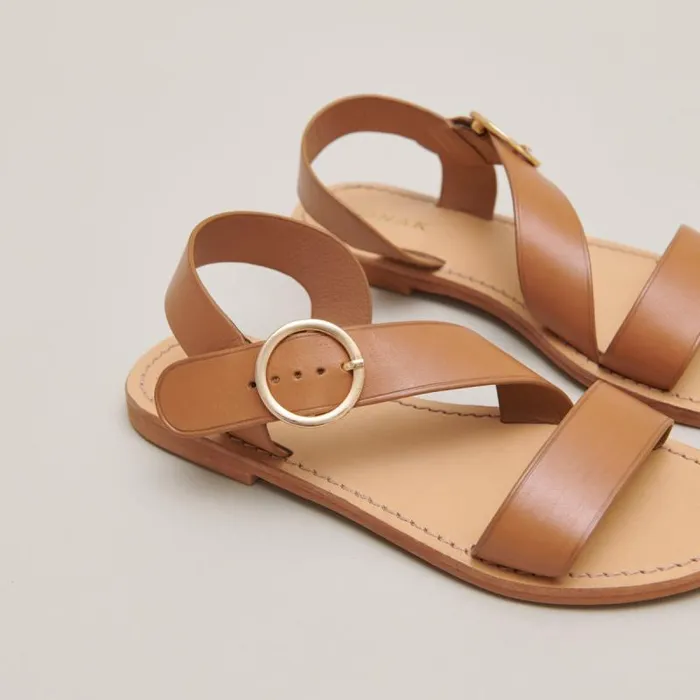 Women Asymmetrical Sandals Camel JONAK Beach Sandals