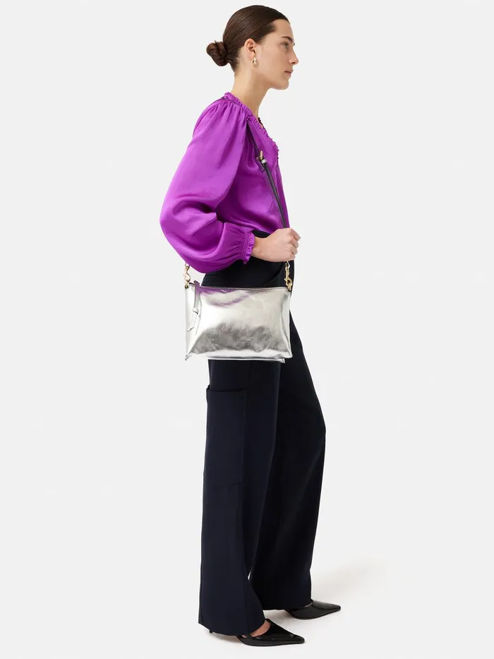 Women Ava Leather Crossbody Silver Jigsaw Bags