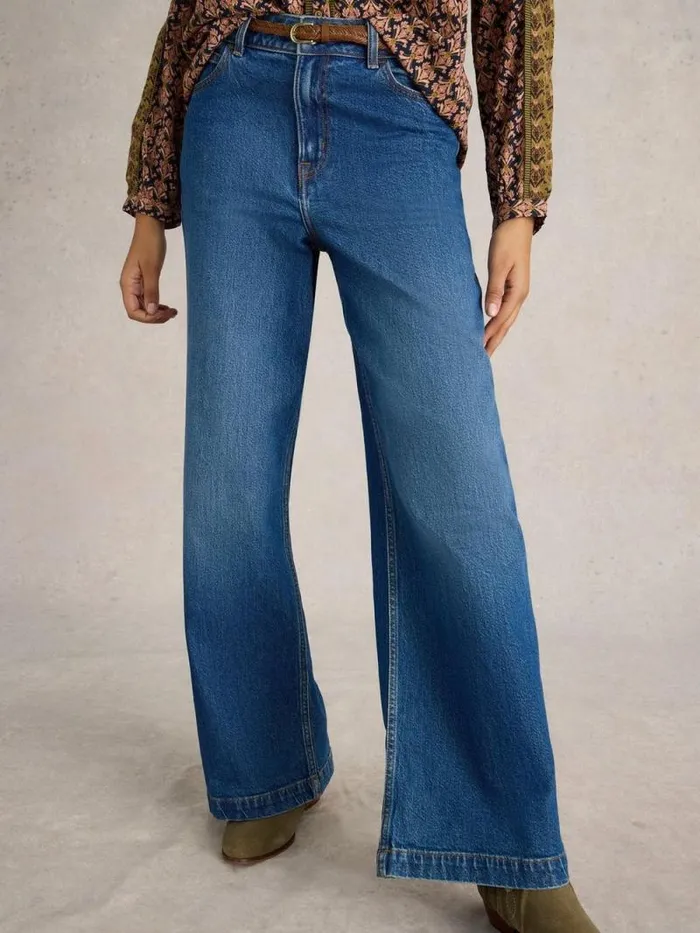Women Ayla Wide Leg Jean Mid Denim White Stuff Trousers