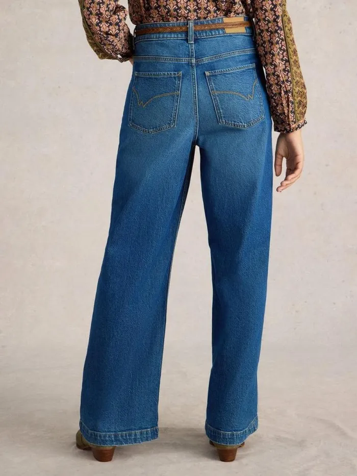 Women Ayla Wide Leg Jean Mid Denim White Stuff Trousers