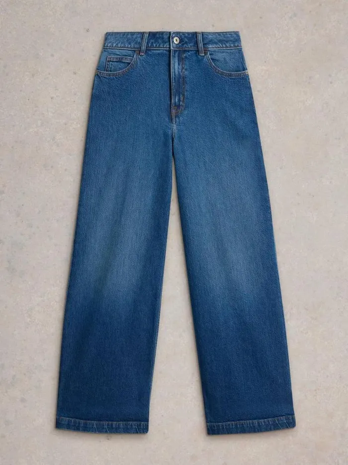 Women Ayla Wide Leg Jean Mid Denim White Stuff Trousers