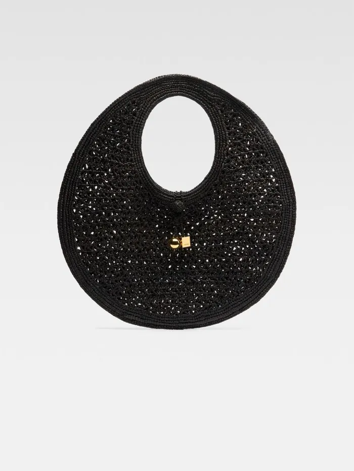 Women Baskets and Totebags JACQUEMUS The Spiaggia Round Bag Black