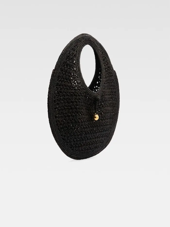 Women Baskets and Totebags JACQUEMUS The Spiaggia Round Bag Black Women Baskets and Totebags JACQUEMUS The Spiaggia Round Bag Black