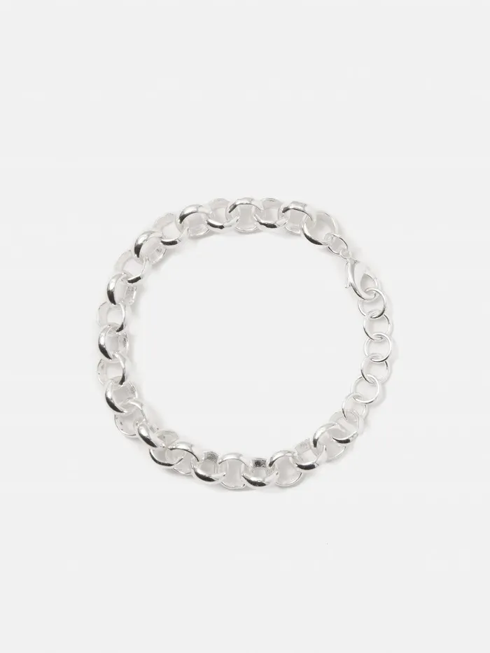 Women Belcher Chain Bracelet Silver Jigsaw Party
