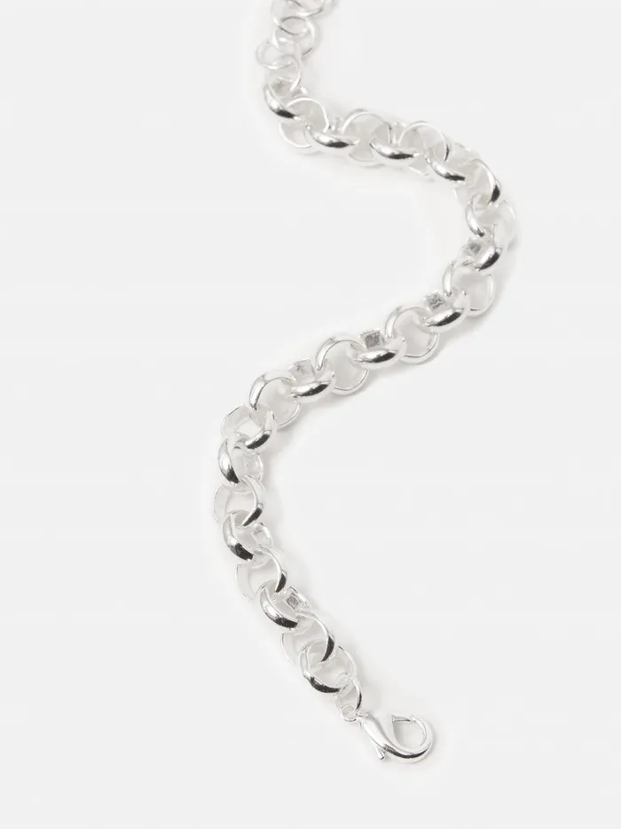 Women Belcher Chain Bracelet Silver Jigsaw Party