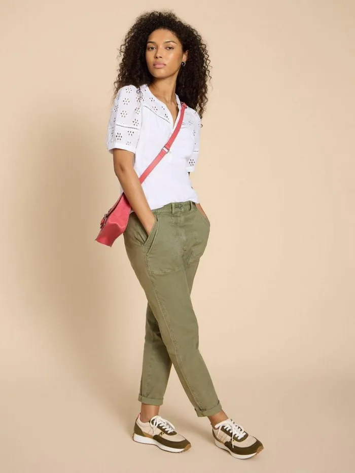Women BELLA BRODERIE MIX TOP Brilliant White White Stuff Tops and Tees