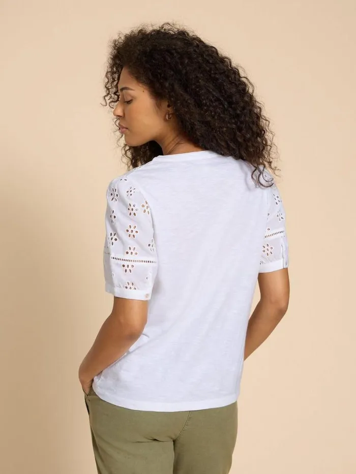 Women BELLA BRODERIE MIX TOP Brilliant White White Stuff Tops and Tees Women BELLA BRODERIE MIX TOP Brilliant White White Stuff Tops and Tees