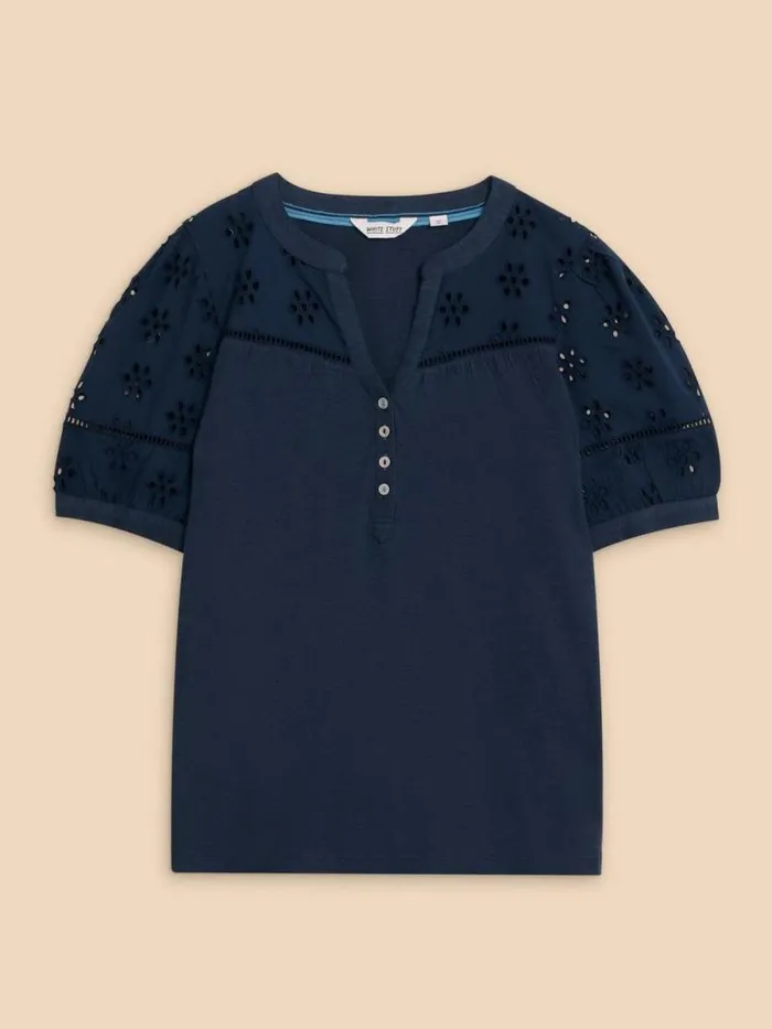 Women BELLA BRODERIE MIX TOP French Navy White Stuff Tops and Tees Women BELLA BRODERIE MIX TOP French Navy White Stuff Tops and Tees