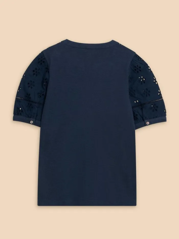 Women BELLA BRODERIE MIX TOP French Navy White Stuff Tops and Tees Women BELLA BRODERIE MIX TOP French Navy White Stuff Tops and Tees
