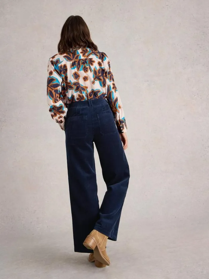 Women Belle Cord Wide Leg Trouser Dark Navy White Stuff Trousers