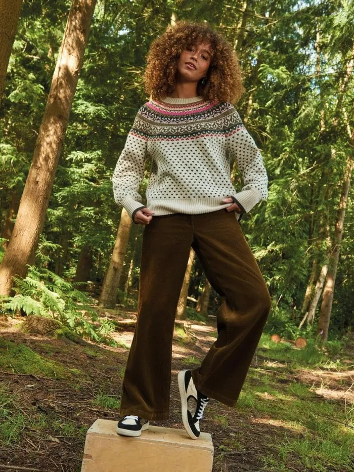 Women Belle Cord Wide Leg Trouser Khaki Green White Stuff Trousers
